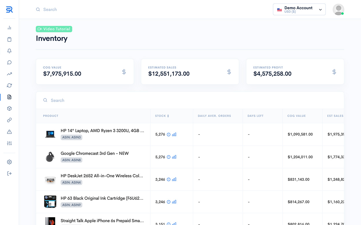 Sellerise is stronger in inventory management than Helium 10